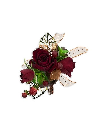 Ruby Metallic Wrist Corsage Flower Arrangement