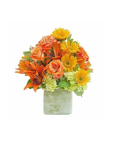 Textured Sunset Vase Flower Arrangement