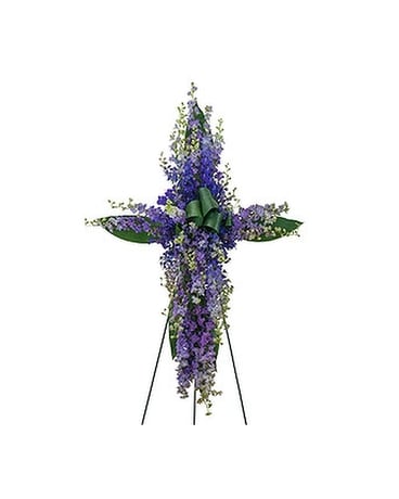 Lovingly Lavender Cross Flower Arrangement