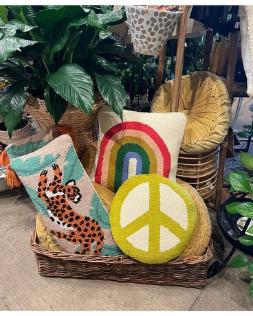 Bright Accent Pillows Flower Arrangement