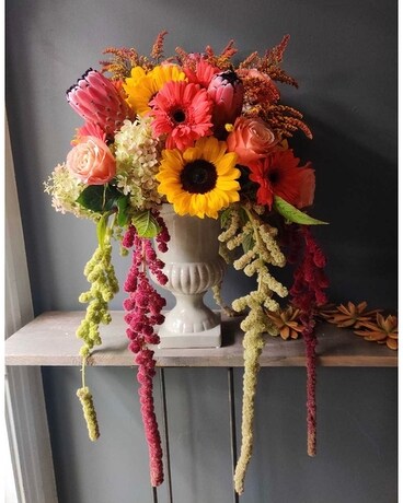 Fall Garden Urn Flower Arrangement