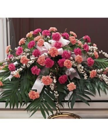 Delicate Pink Casket Spray Flower Arrangement