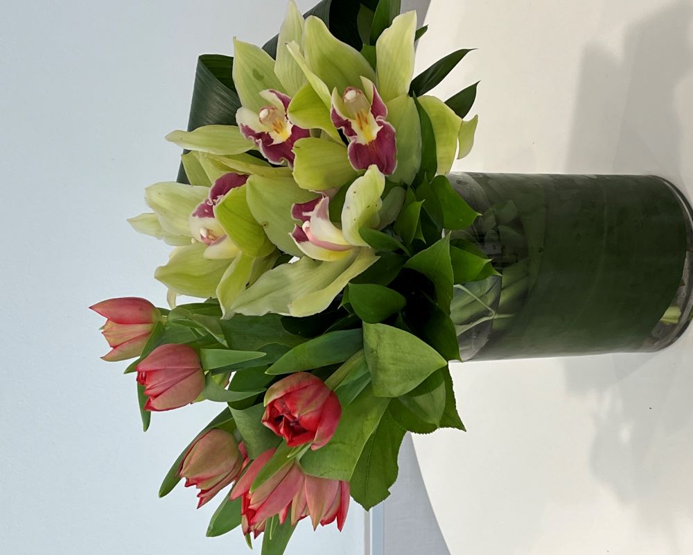 Tulips Orchid Bliss Flower Arrangement