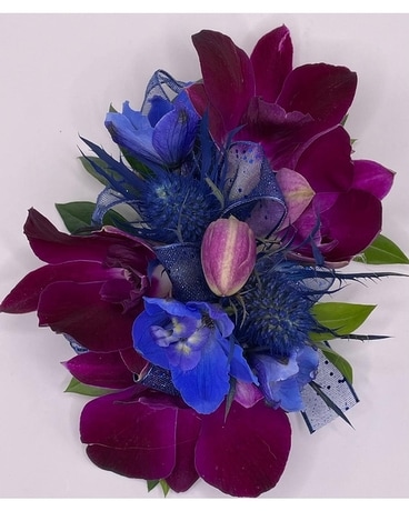 Pop Of Color Purple Orchid Corsage Flower Arrangement