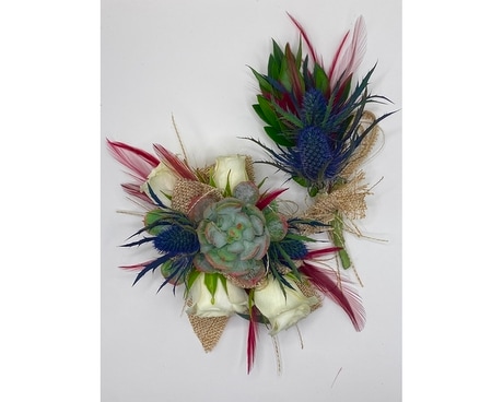 Boho Chic Boutonniere and Corsage Combo Flower Arrangement