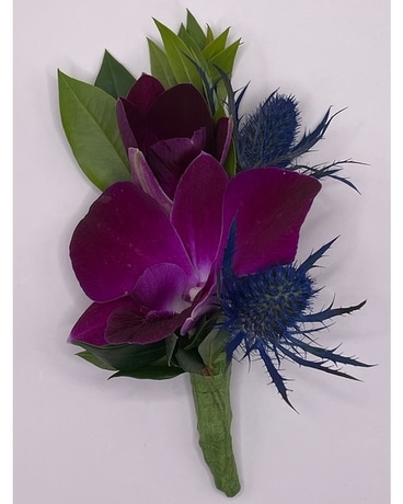 Pop Of Color Orchid Boutonniere Flower Arrangement