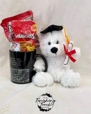 Graduation Bear & Mug Gift Set Flower Arrangement