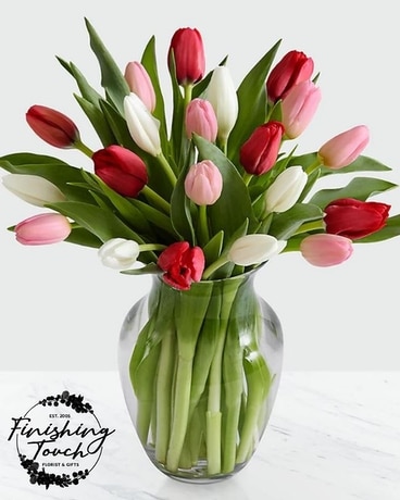 Valentine's Mixed Tulips Flower Arrangement