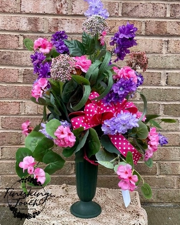 Purple & Pink Silk Cemetery Vase Specialty Arrangement