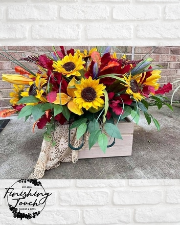 Silk Cemetery Headstone Saddle Seasonal Flower Arrangement