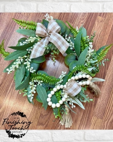 Farmhouse Eucalyptus Bead Wreath Wreath