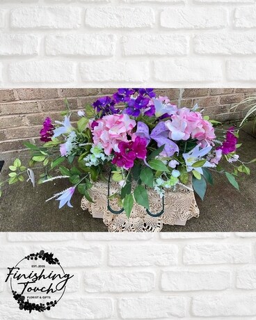 Silk Cemetery Headstone Saddle Specialty Arrangement