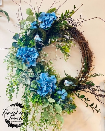 Blue Bird Hydrangea Silk Wreath Wreath