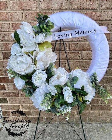 All White Silk Sympathy Wreath Wreath