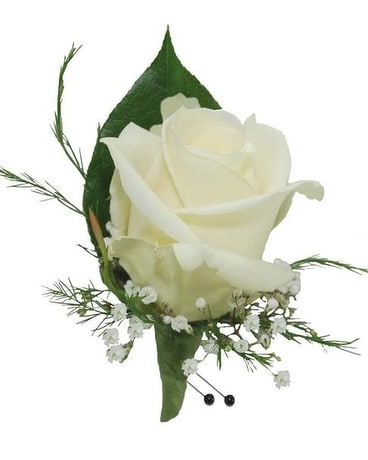 Classic White Rose Boutonniere Boutonniere