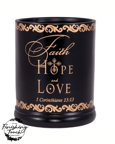 Faith Hope Love size,  inches height and  inches wide.