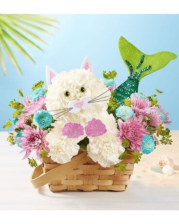 cat flower basket