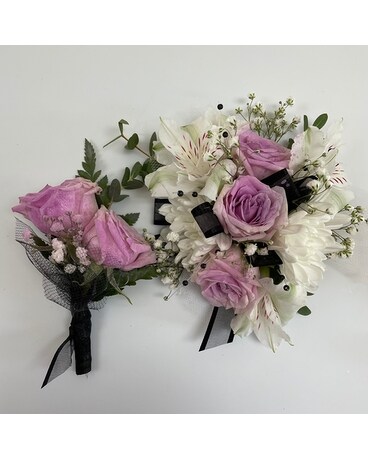 Precious Lavender Boutonniere and Corsage Combo Flower Arrangement