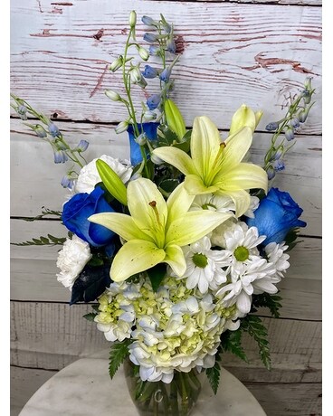 Beautiful in Blue Flower Arrangement