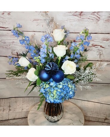 Christmas Blues Flower Arrangement