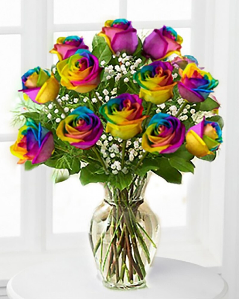 Pride - One Dozen Rainbow Roses in South Hadley MA - Carey's