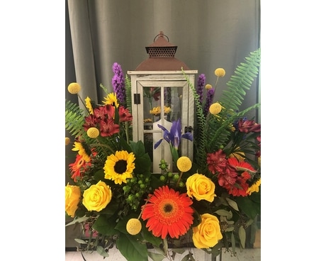 Lantern Table Wreath Flower Arrangement