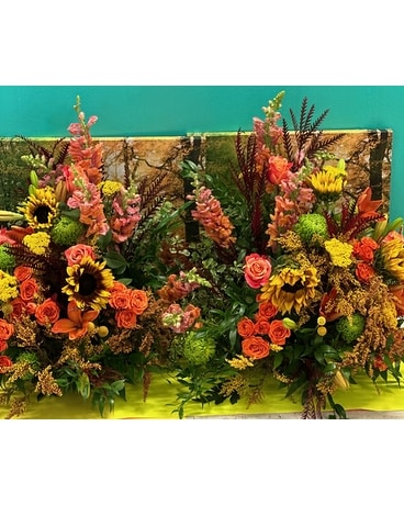 Twin Autumn Flower Arrangement