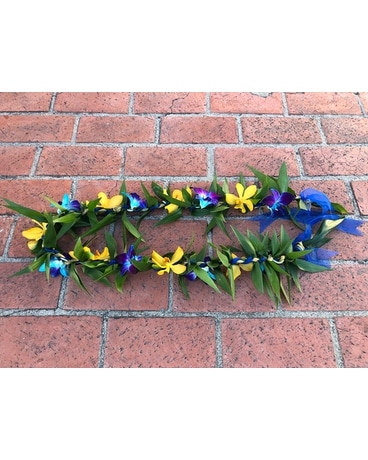 Blue, Yellow Ti leaf lei Custom product