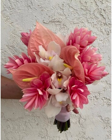 Pink tropical wedding bouquet Custom product