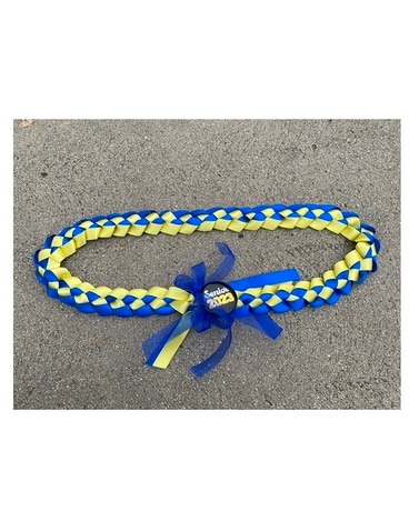 Blue & Yellow Forever Lei Flower Arrangement
