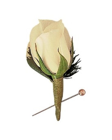 Miniature White Rose Boutonniere Flower Arrangement