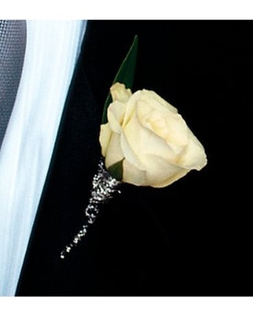 White Rose Boutonniere Flower Arrangement