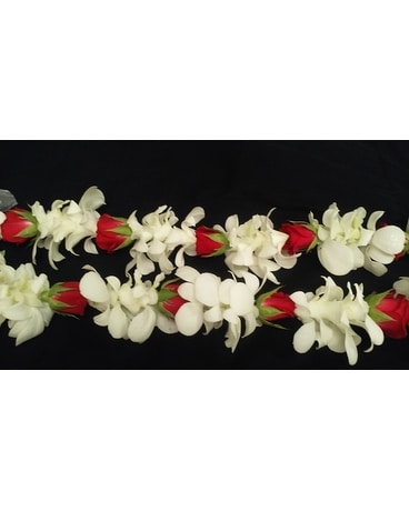 White dendro & Mini red roses Custom product
