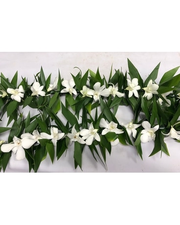 Maile style Ti leaves with white Dendro Custom product