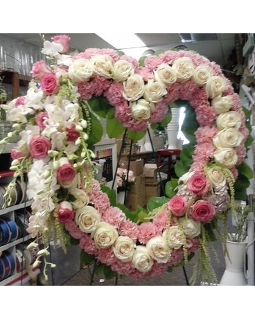 Open heart with pink flowers Custom product