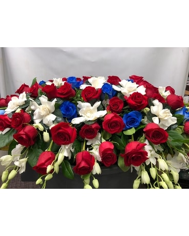 Red, white & Blue Casket floral Custom product