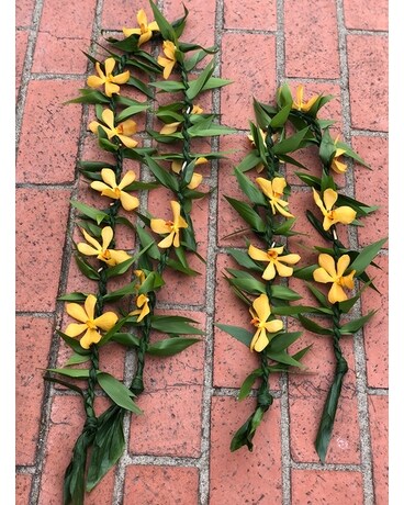 Maile ti leave with yellow mokara Custom product