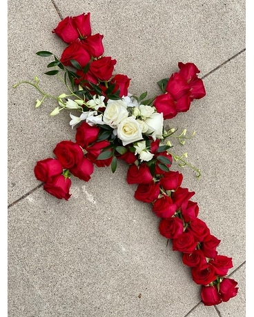 Bio cross with red roses Custom product