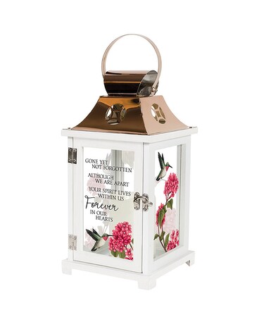 Lantern- White/Copper- Hummingbird Gifts