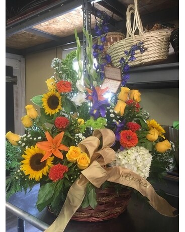 Mixed Garden Basket Sympathy Arrangement