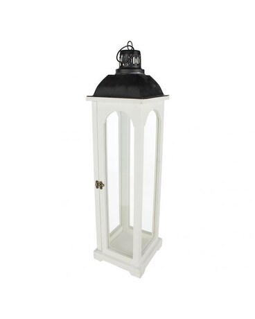 White Wooden Lantern Flower Arrangement