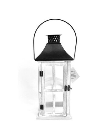White wooden Lantern Flower Arrangement