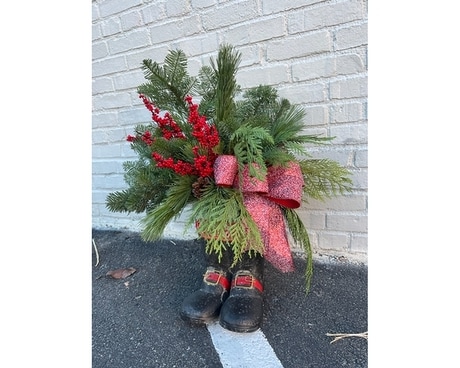 Santa Boots Flower Arrangement
