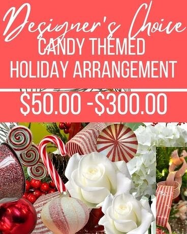 Candy Themed Winter Arrangement Flower Arrangement