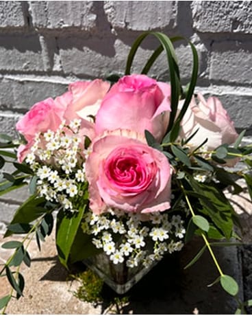 Pink Rose Cube Flower Arrangement