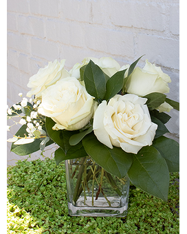 White Rose Cube Flower Arrangement