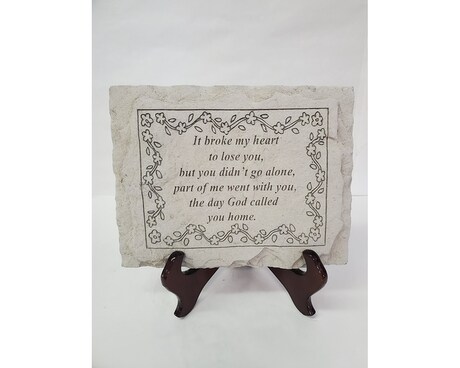 Sympathy Plaque - It Broke My Heart... Gifts