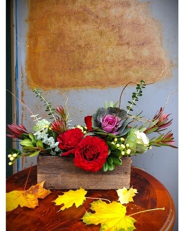 HMF Autumn Box Centerpiece Flower Arrangement