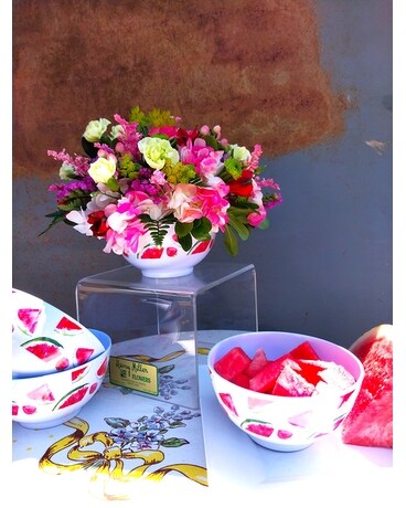 Watermelon Bowl Flower Arrangement