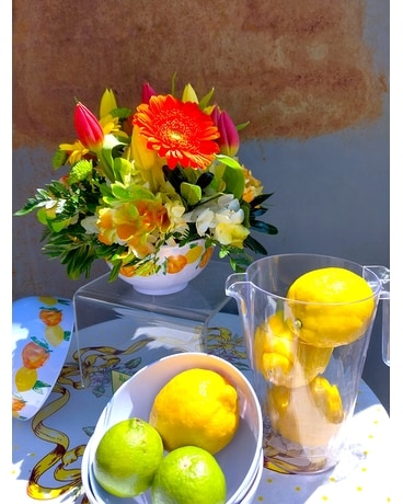 Citrus Bowl Flower Arrangement